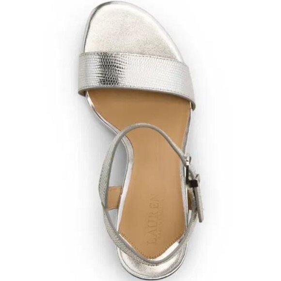LAUREN Ralph Lauren Gwen Sandal (Polished Silver) Women's Wedge Shoes - Picture 4 of 4